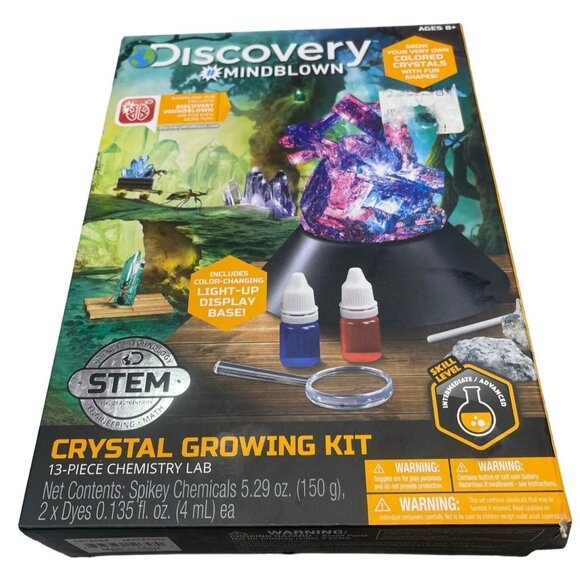 Discovery Mindblown Crystal Growing Kit AGES 8+ 13 piece Chemistry Lab READ - Picture 1 of 7